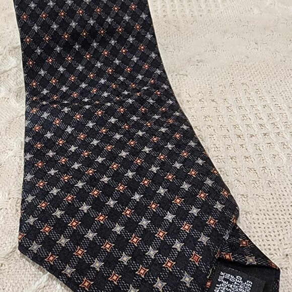 Conte di Milano Black Blue Red Designer 4" W 100% Silk Vintage Necktie Tie 56" - Picture 9 of 9